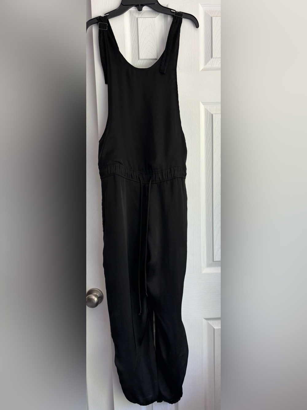 Anthropologie Dolan Sotto Black Satin Overalls Jumpsuit Size S